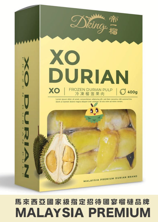 Malaysia DKing Premium D24 XO Sultan King Frozen Durian Pulp (400g)/馬來西亞 DKing 國宴級 D24 XO 蘇丹王 冷凍榴槤果肉 (400g)