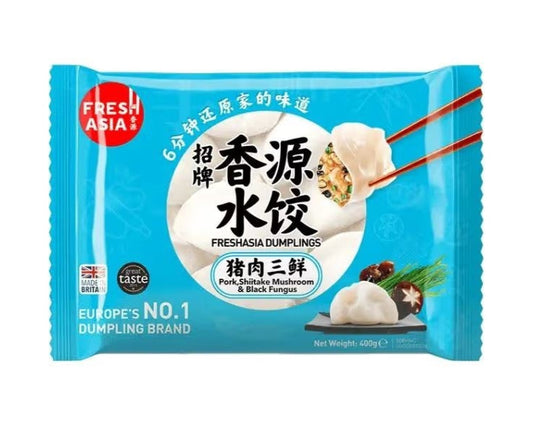 Freshasia Dumplings (Pork, Shitake Mushroom & Black Fungus) 400g /香源招牌水餃 (豬肉三鮮)