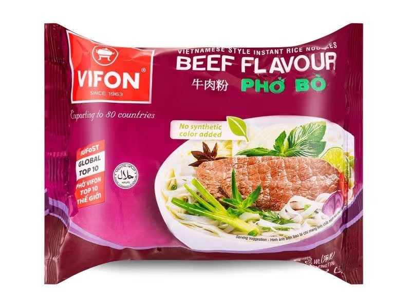 Vifon Pho Instant Rice Noodle – Beef Flavour (Pho Bo) (Pack of 4)/越南 牛肉味河粉 (4包裝)