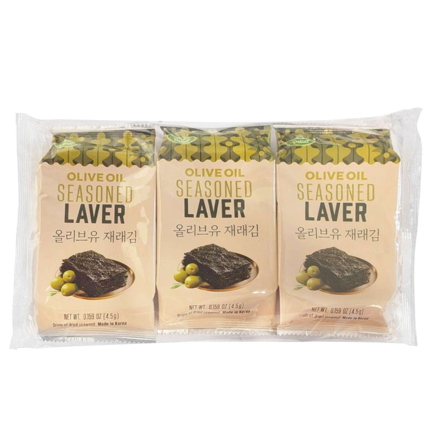 DELIEF Olive Oil Seasoned Laver 4.5g (3 Packs)/慶南堂 韓國即食紫菜  橄欖油 4.5g (3包裝)