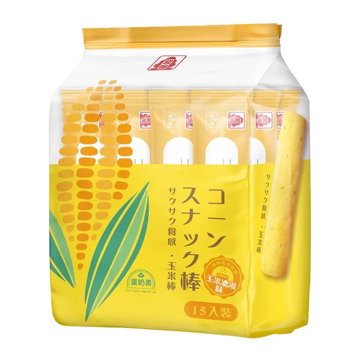 Taiwan Bei Tian Corn Roll – Corn Soup Flavour 105g  台灣 北田 玉米捲 (玉米濃湯味) 105g (15支入)