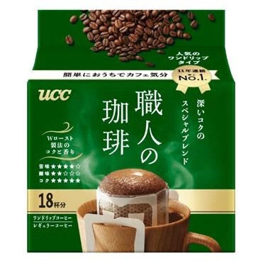UCC- Drip Coffee with Hanging Ear Filter [Deep & Rich - Green] 7g x18 sachets