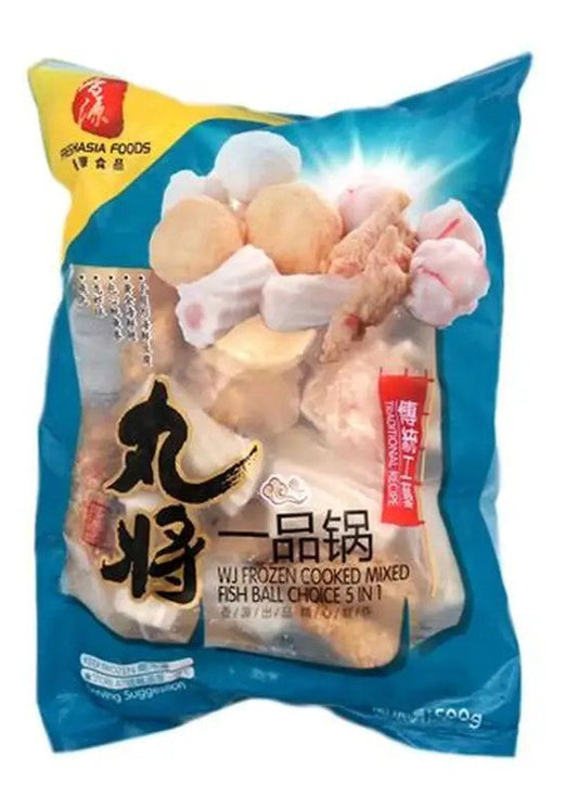 WJ Mixed Fish Ball Choice 5 in 1 500g/丸將一品煱 500g